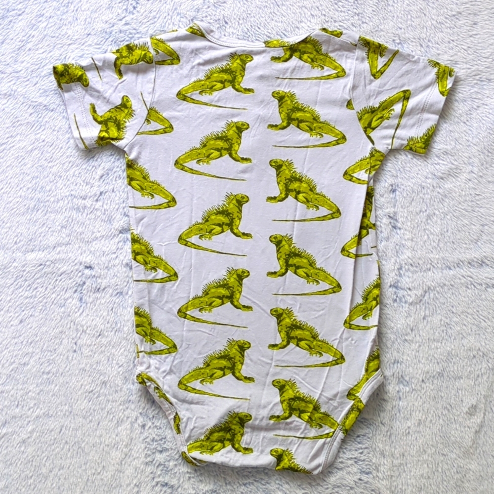 EUC 2T Kate Quinn Short Sleeve Henley Bodysuit/Onesie Iguana 🦎 Bamboo Lizard - Picture 4 of 4